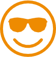 Decorative: An orange smiley face with sunglasses