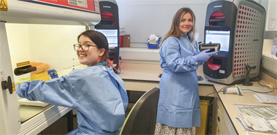 Charlotte and Eleanor use the new testing equiptment (2)