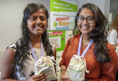NGH News; Thujina and Subanky with their welcome packs